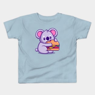 Cute Koala With Eating Burger Kids T-Shirt